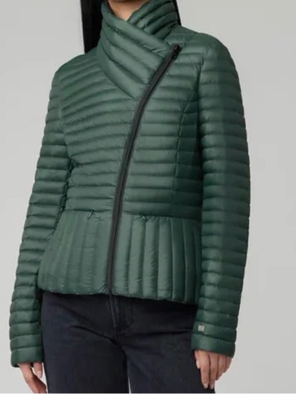ISO Soia & Kyo Brandy Evergreen or Black  Asymmetric Zip Puffer Jacket